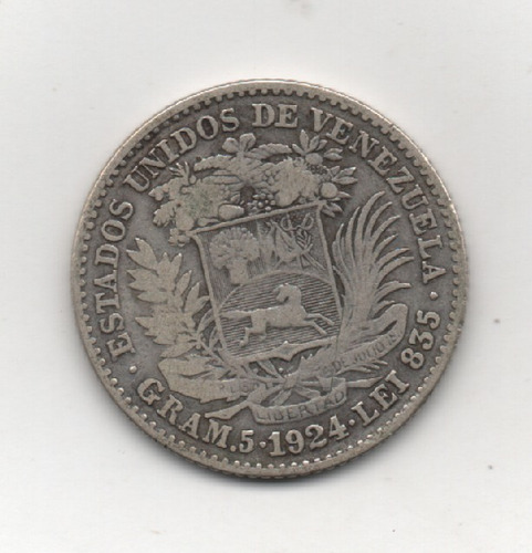 Moneda De 1 Bs De 1924