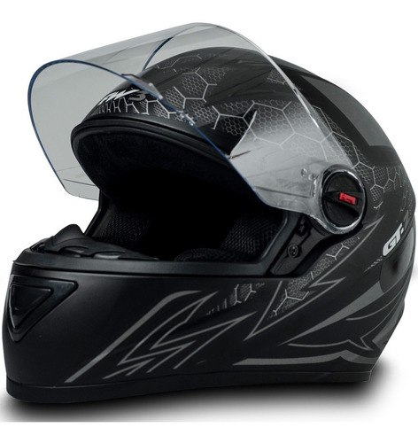 Capacete Com Viseira Fw3 De Moto Feminino Preto Gt2 60 Fosco