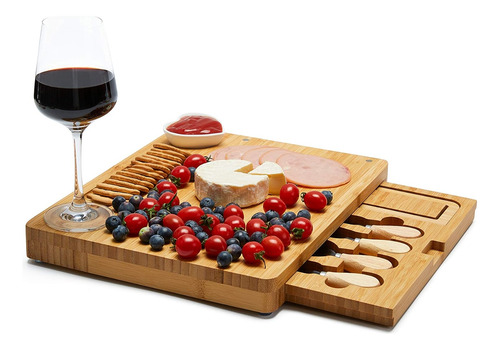 Itopfox Juego De Tablas De Queso De BambĂș Y Cuchillos Para C