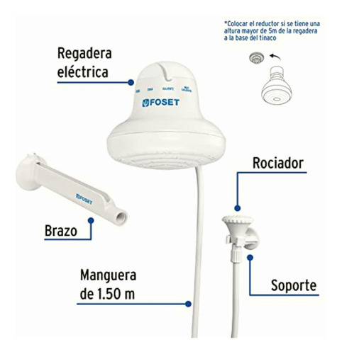 Foset Regel-6, Regadera Eléctrica De 4 Temperaturas Color
