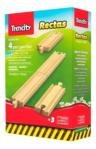 Trencity Vias Para Tren Rectas Kit De Madera 4 Piezas Niños