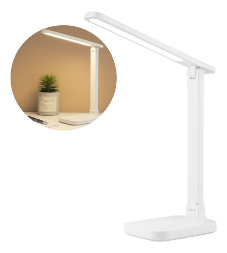 Lampara Led Recargable Tactil De Mesa Velador 3 Tonos De Luz Blanco Blanco