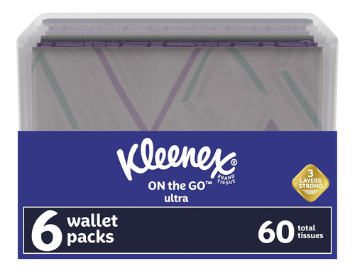 Kleenex Everyday Tissues Wallet - 6 Paquetes De 10 Unidades