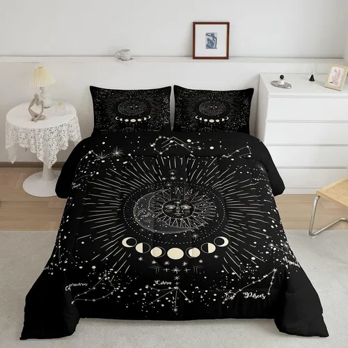 comprar Sun And Moon Printed Comforter Set Boho Exotic Decor Be...