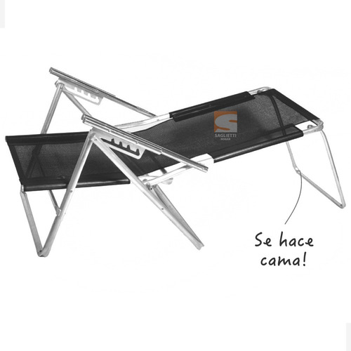 Imagen 5 de 10 de Reposera Cama Aluminio Baja Reforzada 120 Kilos Alumel 240