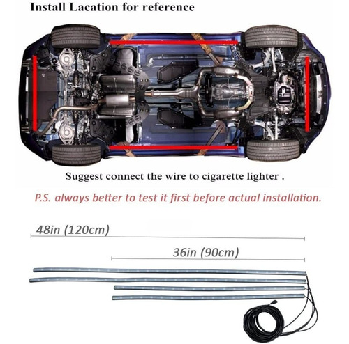 Troniz Coche Subterráneo Neón Acento Tira Luces Kit 8 Colore