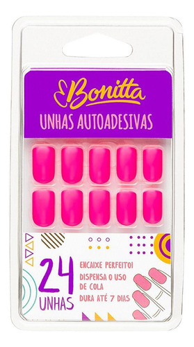 Kit 24 Unhas Postiças Autoadesivas Brilho Delicado - Bonitta