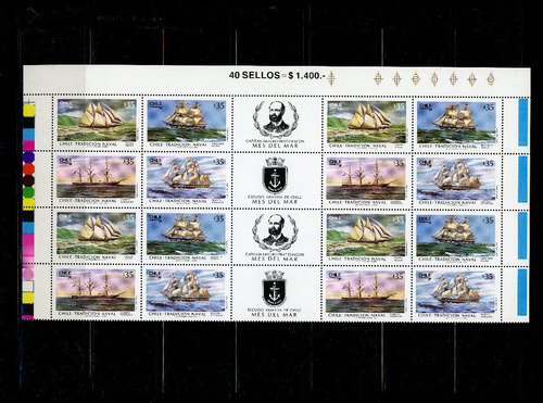 Sellos Postales De Chile. Serie Chile Tradición Naval. 1986.