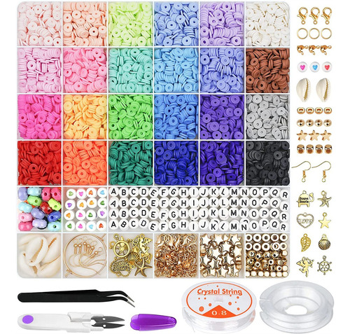 Kit Para Hacer Pulseras Con Cuentas, 6000 Piezas, 24 Colores