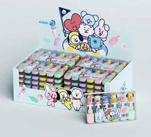 Marcadores Resaltadores Bt21 Bts Paquete De 6