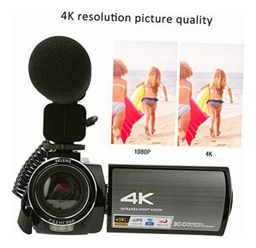Câmera de vídeo, câmera de vídeo colorida Hdr-Ae8 4k Hd com bateria