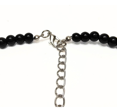 Collar Hombre Surfer Cuentas Negras 6 Mm 40-45 Cm