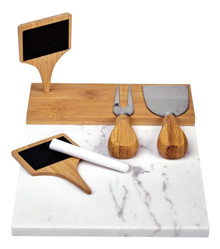 Tabla Marmol Con Bambu Letreros Utensilios