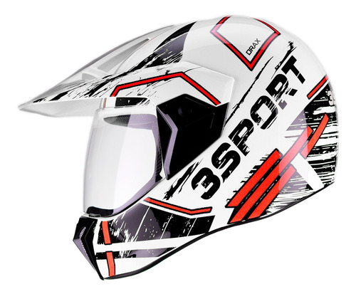 Capacete Bieffe 3 Sport Drax Branco Vermelho Brilho Tamanho do capacete 61