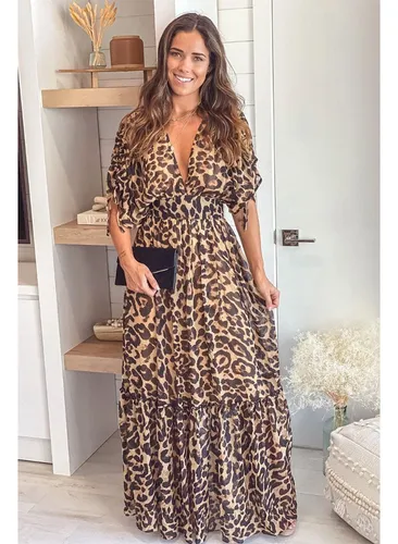 Maxi vestido animal print deals