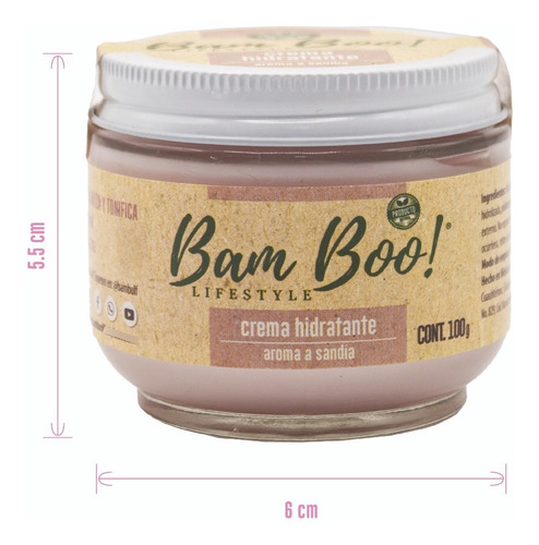 Imagen 8 de 8 de Crema Hidratante Sandía Para Cara Y Cuerpo 100g Bam Boo!