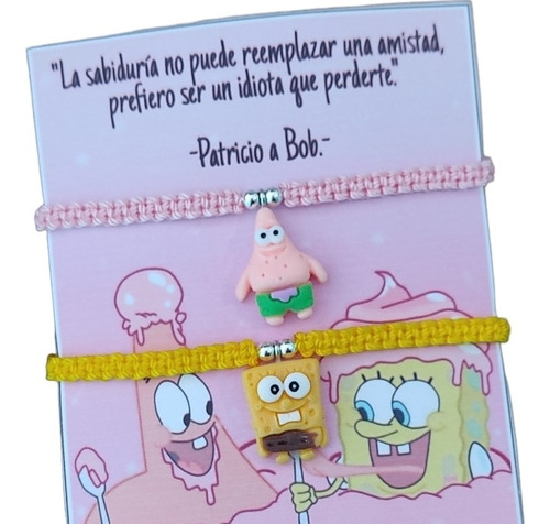 Pulseras Amigos Pareja Bob Esponja Y Patricio Tejidas