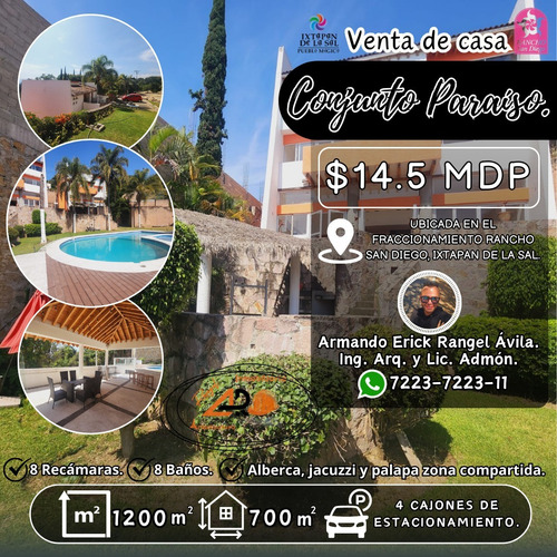 Conjunto Paraíso Que Consta De 2 Casas De 4 Habitaciones Cada Una Con Alberca, Jacuzzi, Enorme Jardín, Palapa Y Vistas Panorámicas En Fracc Rancho San Diego Ixtapan De La Sal Edomex