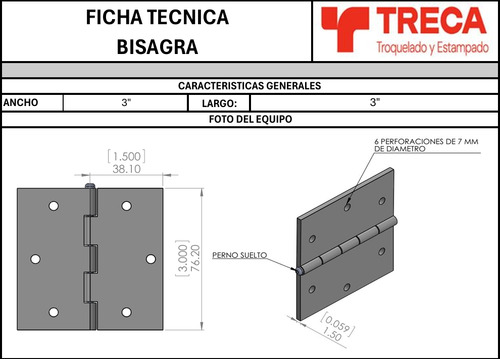 Bisagra 3x3 Color Blanco Caja Con 250 Piezas