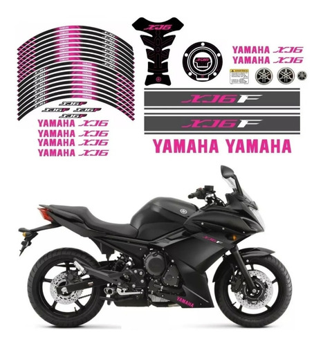 Kit Completo Adesivos Para Yamaha Xj6f 2010 18335 Cor Rosa