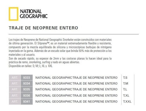 Imagen 3 de 5 de Traje Neoprene Largo 2mm National Geografic