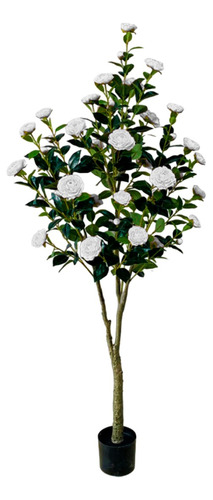 Planta Artificial Camelia Flor Blanca 1.5m+maceta Regalo