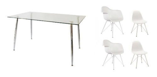 Juego Iriarte Vidrio + 2 Sillon Y 2 Sillas Eames New
