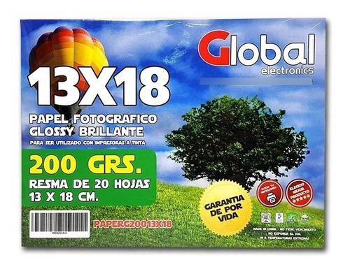 Global Papel Glossy 5r 200gr 100 H 13x18 Zona Oeste E Gratis