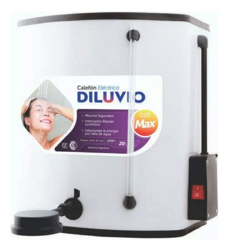 Calefón Eléctrico Indelplas Ducha Diluvio D20 Max 20l Blanco