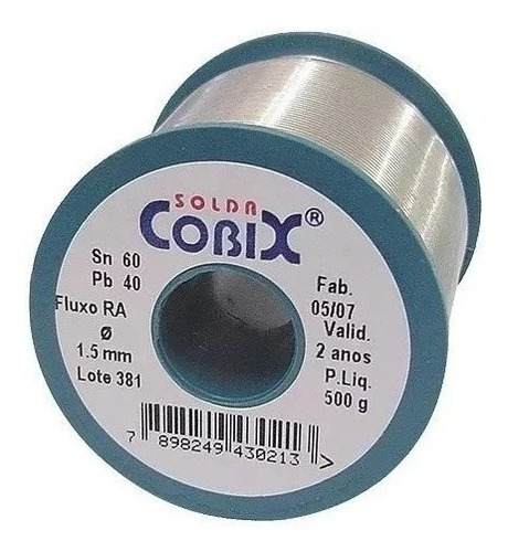 Solda Estanho Cobix Azul 60x40 Fluxo Ra 1.5mm 500g