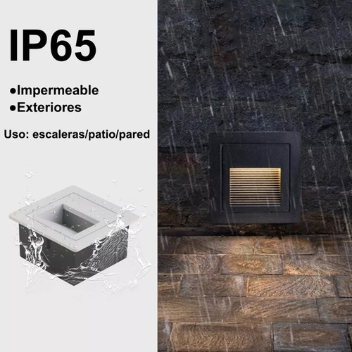 4lampara Led Escalera Pared Cortesía Empotrable Foco 3w Ip65