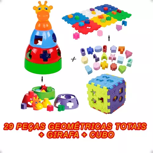 Cubo didático jogo de encaixe as peças bebê 1 ano infantil educativo  brinquedo