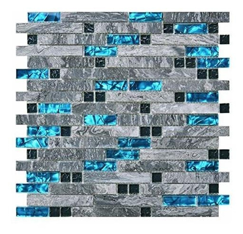 Vidrio Y Mármol Natural Mosaico De Azulejos De Baño C...