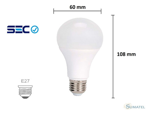 Pack 10 Ampolletas Led 9w E27 Sec - Sumatel