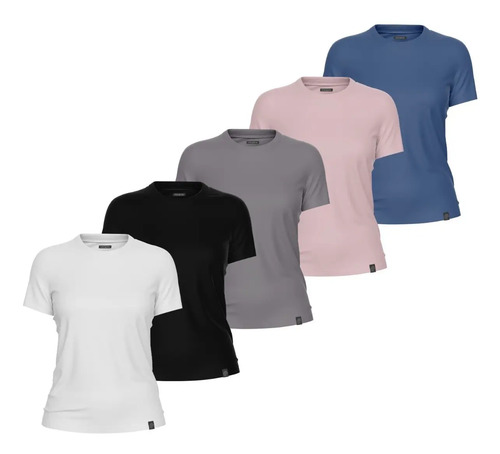 Oferta: Kit 5 Camisetas Feminina Tshirt Basica Algodao Premium - Tubarão Digital