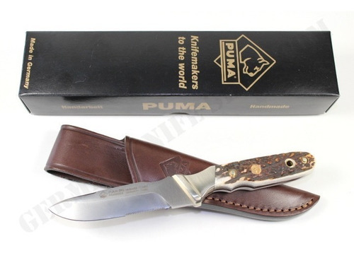 Imagen 2 de 6 de Cuchillo De Caza Puma Raubwild 10cm Aleman Funda De Cuero