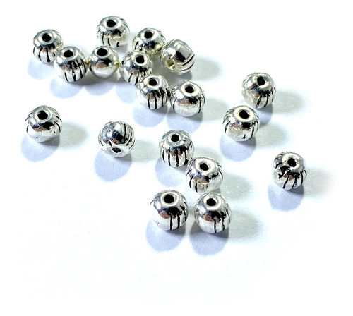 Bisutería · Bola Separadora Plateada 4x4mm · Pack 20 Unds.