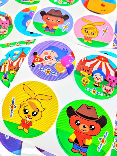 Payaso Plim Plim 48 Unidades Adhesivos Hermosos Stickers 