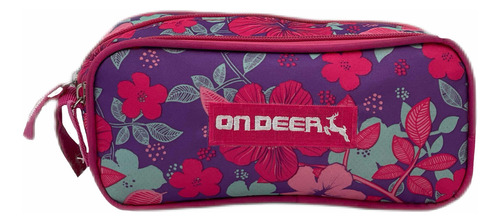 Lapicera Ondeer Doble Cierre Floreada Lila/fucsia Dolay