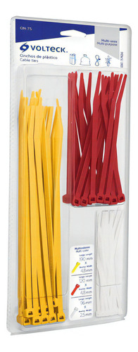 Set Precintos Plasticos X 75 Electricista Vs Medidas / Color Color Blanco, Amarillo Y Rojo