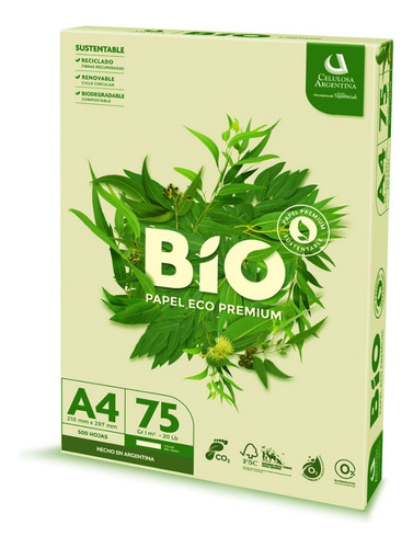 Resma Bio A4 75gr. Pack X 10 Unidades - Papel Eco Premium