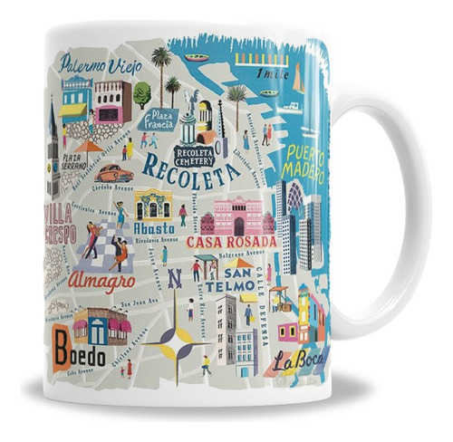 Taza De Cerámica Arg Souvenir Turismo Buenos Aires - En Caja