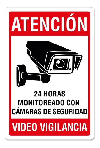 Letrero Atención Video Vigilancia 45x30cm Metálico