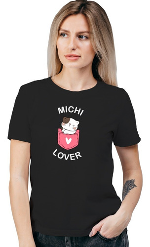 Polera Mujer Michi Lover Cat Lover Gato Algodon Organic An16
