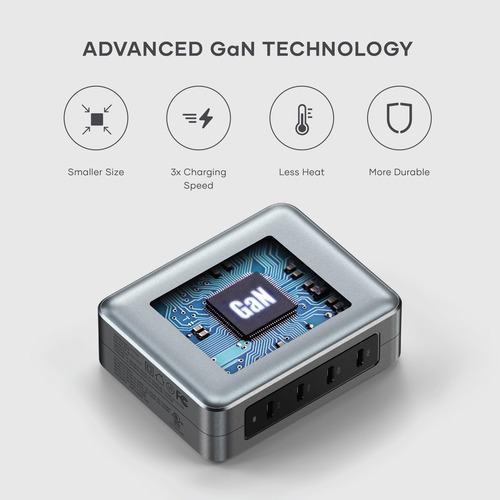 Cargador De Viaje Satechi Gan 145 W Con 4 Puertos Usb C