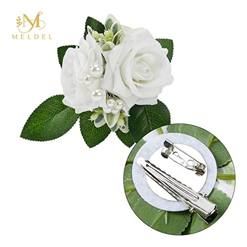 Conjunto De Pulsera Y Prendedor Blanco Meldei, Juego De 2, P