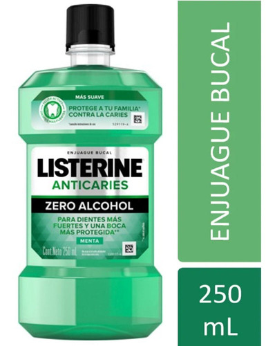 Listerine Enjuague Bucal Anticaries Zero Alcohol 250ml