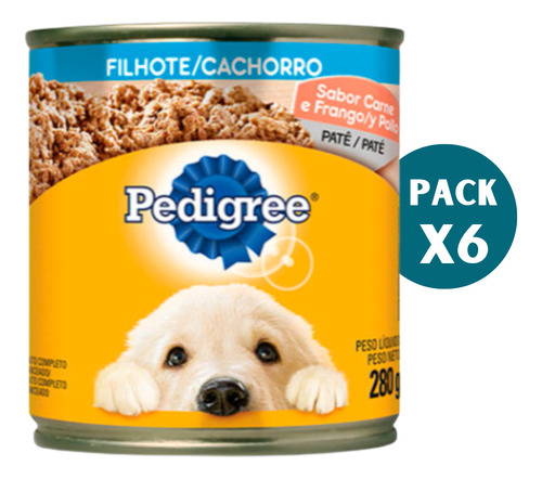 Pedigree Alimento Húmedo Lata Perro Cachorro Carne/pollo X6