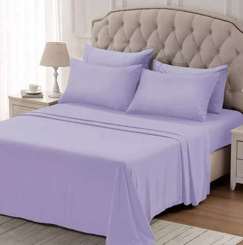 Juego de sábanas Gemma Hotelera Onix 2 1/2 plazas color lila 600 hilos - 4 packs - de 4 unidades
