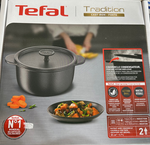 Cacerola Tefal Hierro Fundido Olla Tapa 20cm Tradition Negro Negro